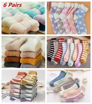 £7.88 • Buy 6Pairs Women Ladies Soft Fluffy Bed Socks Winter Warm Lounge Slipper Fleece Sock