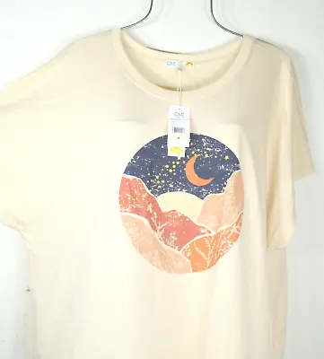 C&C CALIFORNIA Women's T-shirt 2X Sand Dollar Moon Beige Top Tee Blouse  NWT • $14