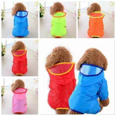 Dog Rain Coat Cute Puppy Jacket Hooded Raincoat Outdoor Waterproof Pet Clothes • £5.99