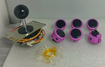 $38.50 • Buy Set 6-Japan Sanwa Mix Buttons Violet Black & Black Joystick GTY Arcade Parts