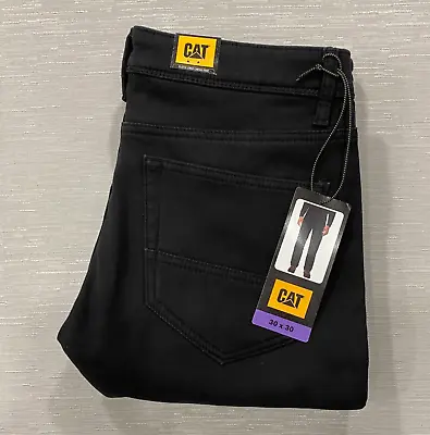 CAT Caterpillar Fleece Lined Black Canvas Work Pants Mens Size 30 X 30 Insulated • $29.95