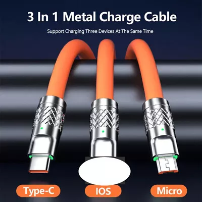 Fast USB Charging Cable Universal 3 In 1 Multi Multiple Cell Phone Charger Cord • $4.89