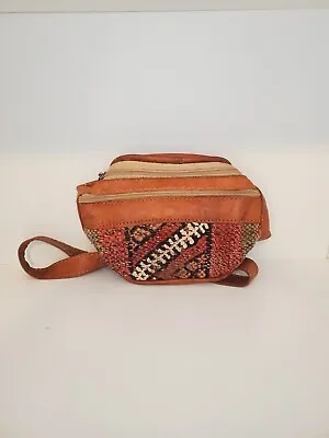 Brown Kilim Bag Handcrafted Moroccan Bag Genuine Natural Leather • $35.99