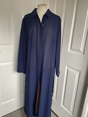 £2.99 • Buy Ladies Libra Blue Maxi Lightweight Sheer Coat, Button Through Size 14