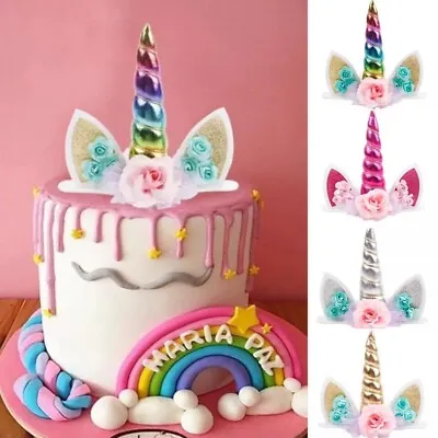 $10 • Buy 1pc Unicorn Happy Birthday Party Cake Topper Kids Decoration Horn 