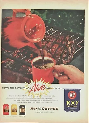 1959 A&P Supermarket Vintage Print Ad Coffee Alive With Flavor 100th Anniversary • $8.99