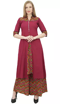 Phagun Women's Indian Clothing Maroon A-Line Kurti Kurta Dress With-CiA • $61.59