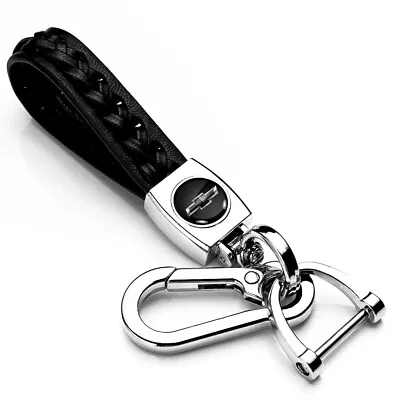 Chevrolet Black Logo Braided Rope Style Black Leather Key Chain • $26.95