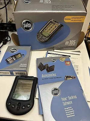 Vintage Palm M105 PDA Boxed Working With Leather Case • £30
