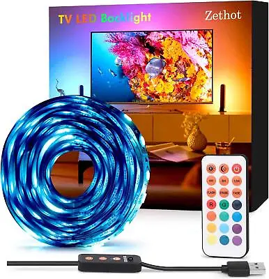 £12.99 • Buy Zethot Bias Lighting For 50-65 Inch TV 11.5ft RGB, Kit With Remote, 12 Color