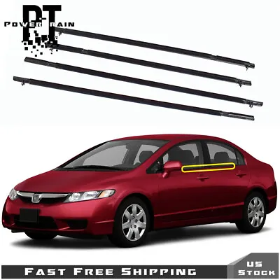 Car 4pcs Weather Strip Window Moulding Trim Seal Belt For 06-2011 Honda Civic • $29.21