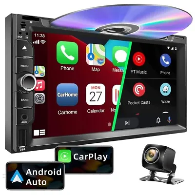 7  Double Din Car Stereo Carplay Radio CD DVD FM Player Bluetooth +Backup Camera • $113.90