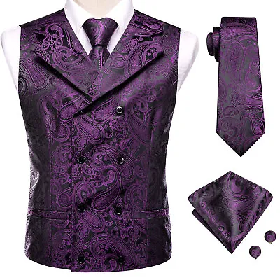 NEW Men's Paisley Design Dress Vest And Neck Tie Hankie Set For Suit Or Tuxedo • $21.66