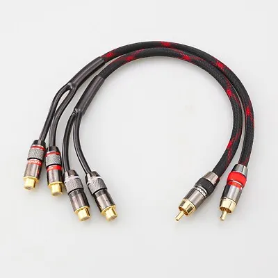 2-Pack RCA Male To 2 RCA Female Audio Speaker Adapter Y Splitter Cable 12  Inch • $11.28