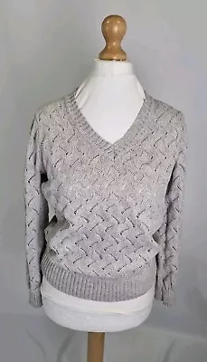M&S Beige Cable Knit Jumper Size S Small ( 10 / 12 ) • £4.99