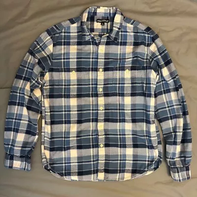 J. Crew Mercantile Flannel Shirt Mens Size Large Plaid Blue Plaid Button Up • $15.99