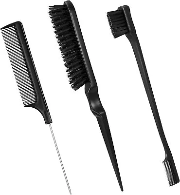 Dacitiery 3 Pcs Slick Brush Set Hair Teasing Brush Set Edge Hair Brush Bristl... • £5.31