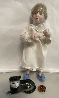 $22.35 • Buy 1983 Vtg Norman Rockwell Character Porcelain Doll SALLY 10  #16 In Box With Cat