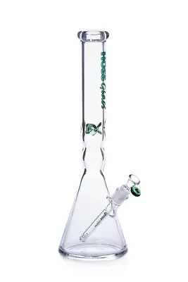 Hoss Glass 18  Pinched Beaker Base Clear Thick Glass Bong - Green • $98.99