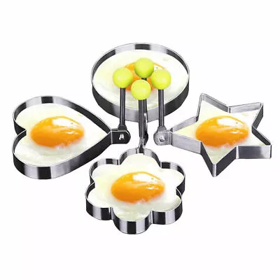 4pcs Stainless Steel Cooking Shaper Mould Frying Mold Fried Egg Pancake Utensils • £4.28