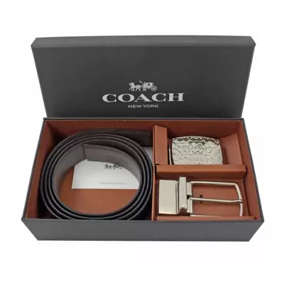 Nwt Coach 65186 Signature Plaque Harness Cut-to-size Leather Belt Black/dk Brown • $105