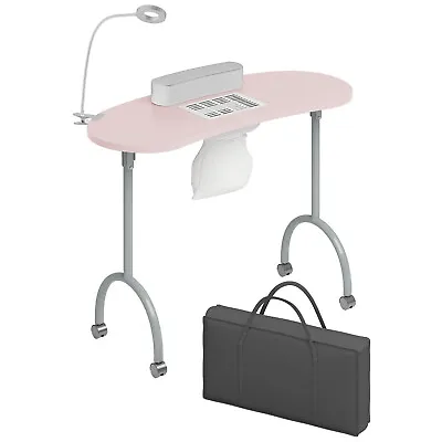 Portable Folding Manicure Nail Table Station With Dust Collector Fan&Glass Lamp • $109.99