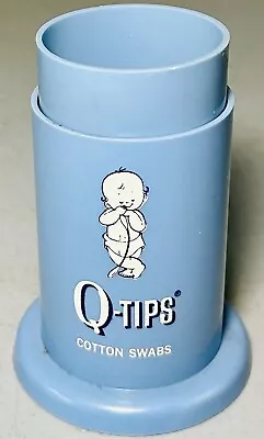 Vintage Q-Tips Cotton Swabs Plastic Holder Dispenser Original Q Tip Product RARE • $25.19