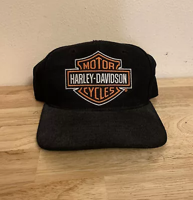 VTG Harley Davidson American Needle Snapback Hat Cap Big Shield Logo Embroidered • $24.99