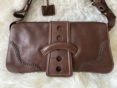Via Spiga Brown Leather Shoulder Crossbody Bag Purse Handbag • $38