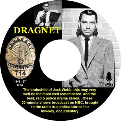 Dragnet 1950's Old Time Radio 298 Episodes MP3  USB Flash Drive + 10 Sample CD's • $13.99