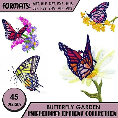 £8.99 • Buy Butterfly Garden 45 Machine Embroidery Designs Collection On CD Or USB