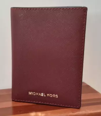 NWOT Michael Kors Burgundy Fold Wallet With Goldtone Lettering • $29.95