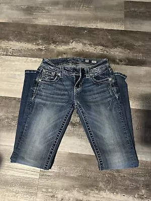 Miss Me Jeans Womens Size 25 X 32 Denim Boot Embellished 1 Missing Button • $9.99
