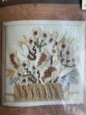 Dried Flowers Vintage Textural Needlepoint Kit 9x9 Bucilla Jiffi-Stitch • $18