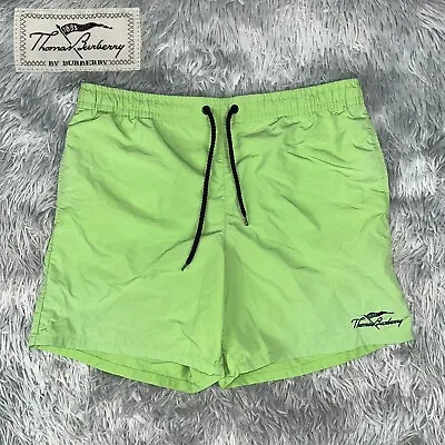 THOMAS BURBERRY By Burberry 5” In Lime Green Polyamide Lined Beach Swim Trunks M • $34.95