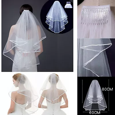 White Bridal Lace Veil Comb Bride To Be Hen Night Bachelorette Fit Wedding Party • £3.59