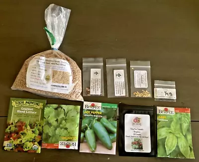 Used Lot Of  10 Seed Packets - Vegetables Fruits Cat Grass Herbs Lettuce Catnip • $6.99