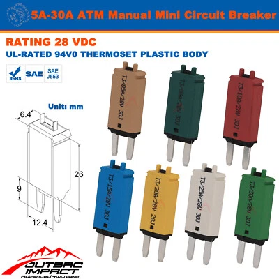 $5.18 • Buy High Quality 5A - 30A ATM MINI CIRCUIT BREAKER BLADE FUSE SINGLE POLE TYPE III