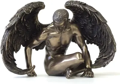 Winged Male Nude Angel Sitting Statue Sculpture • $89.09