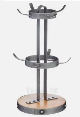 £15 • Buy Industrial Kitchen Metal / Wooden 8 Cup Tall Table Top Mug Tree Stand Holder