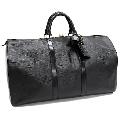 Auth LOUIS VUITTON Epi Keepall 50 Noir M42962 Traveling Bag Black Leather D4b13 • $676.20