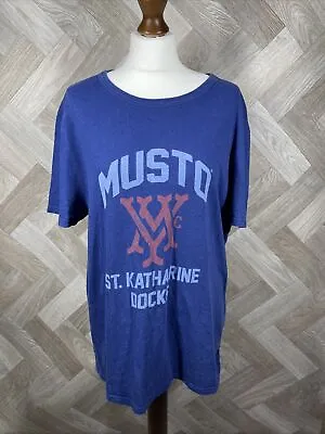 Musto T Shirt Navy With Naval Theme  Size Large st Katherine Docks • £14.99