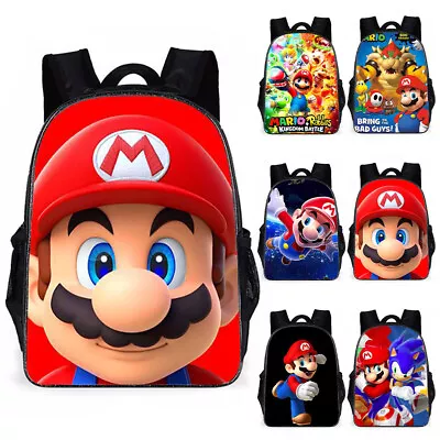 Super Mario Children Backpack Boys Girls Cartoon School Bags Travel Rucksack UK. • £17.09