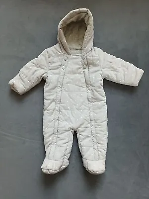 £8 • Buy M&S Marks And Spencer Unisex Baby Snowsuit Pramsuit Grey Stars  0-3 Months 