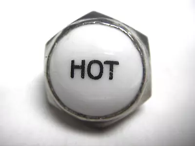 Antique/Vintage White Porcelain “HOT” Nickel Plated Brass Faucet Button • $10