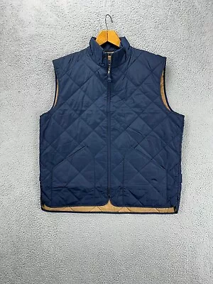 J.Crew Vest Men XL Blue Authentic Outerwear Quilted Full Zip Coat Pockets NEW F5 • $50