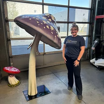 Purple Mushroom Parasol Over Sized Resin Statue Fairytale Garden Theme Prop • $2643.85