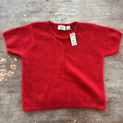 Vtg Vintage Pasta Red Womens Medium Mohair Blend Fuzzy Sweater Pullover NWT • $30
