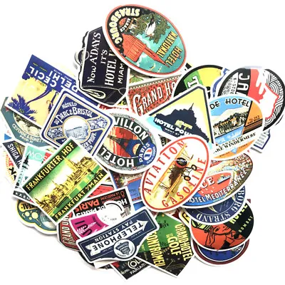 Set Of 55pcs Vinyl Stickers Travel Suitcase Luggage Labels Newly Vintage Style • £5.38