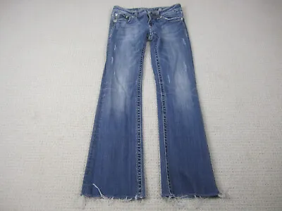 Miss Me Jeans Womens 27 Blue Denim Bootcut Peace Sign Embellished Pockets • $45